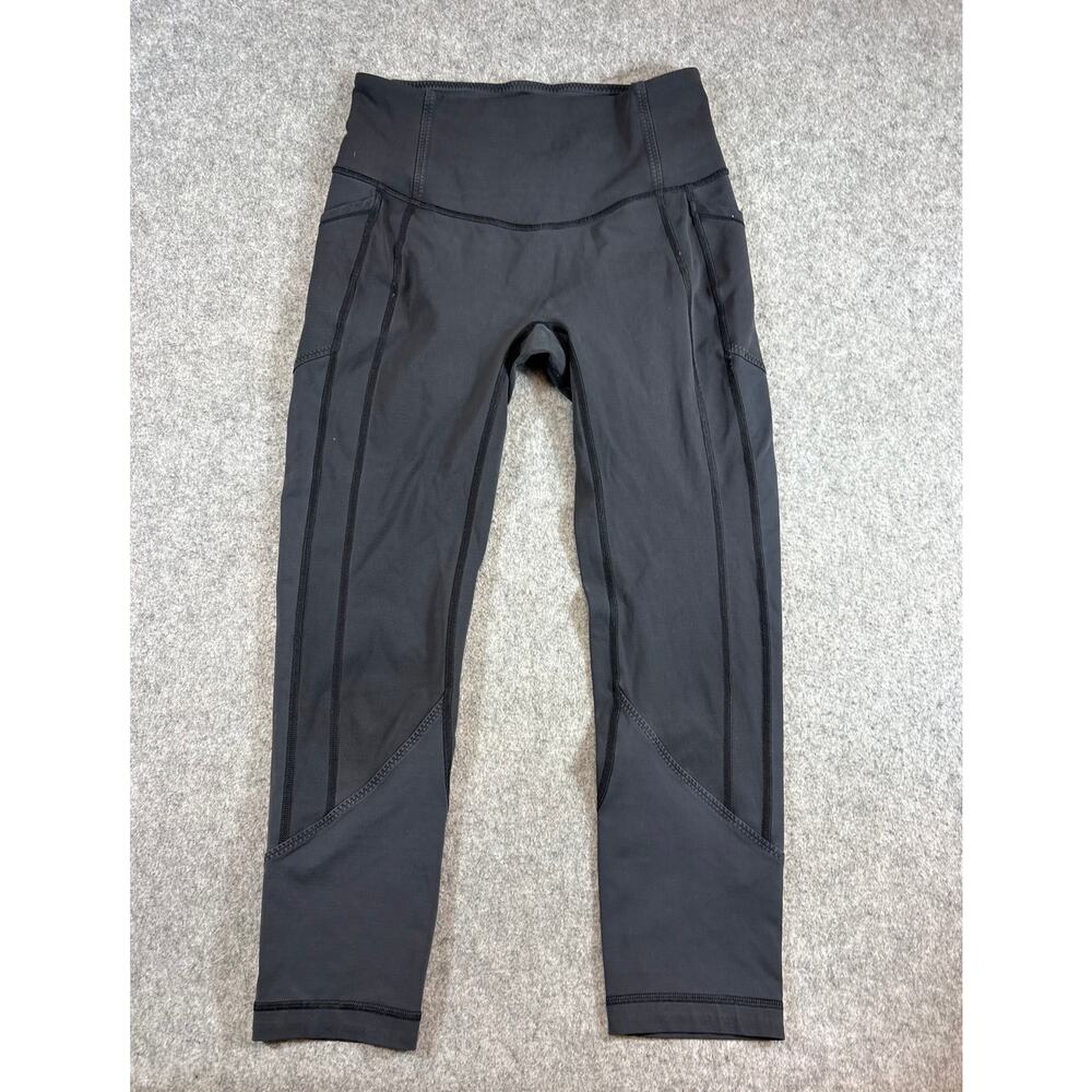 Lululemon All The Right Places Crop Leggings Womens Black Yoga Athletic Size 8